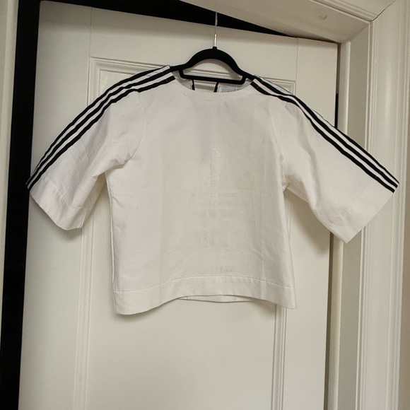 adidas Tops - adidas woman’s White Top with Black Stripes